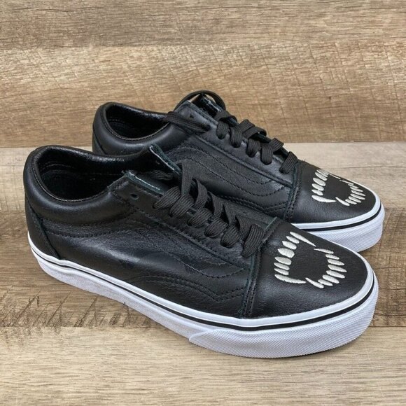 VANS Old Skool Fangs Black Leather Halloween Skate Shoes Womens 5.5 Mens 4 NEW - Picture 2 of 12